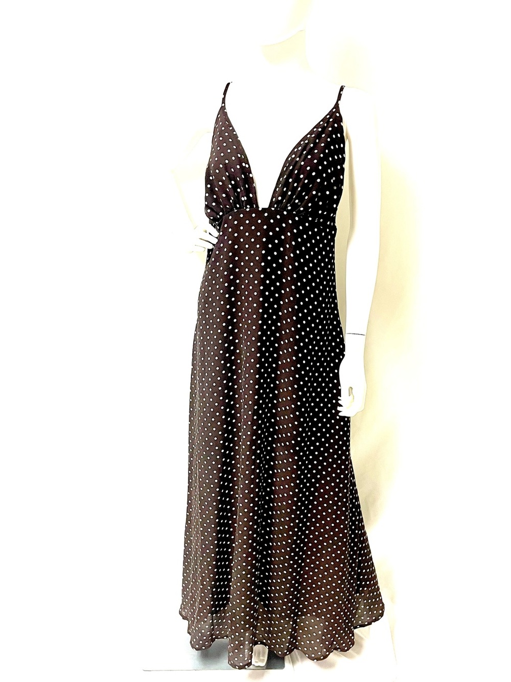 SHEIN Chocolate Brown Polka Dot Maxi Dress